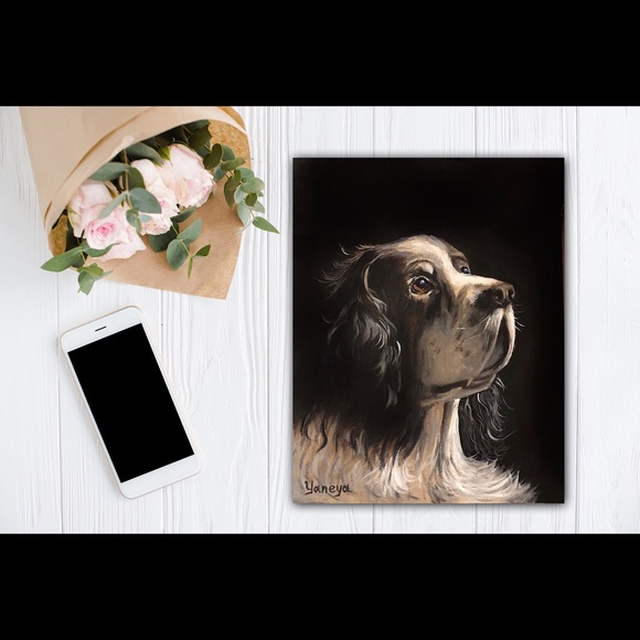 Original Oil Painting Signed custom animal portraits dog painting - Picture 3 of 8